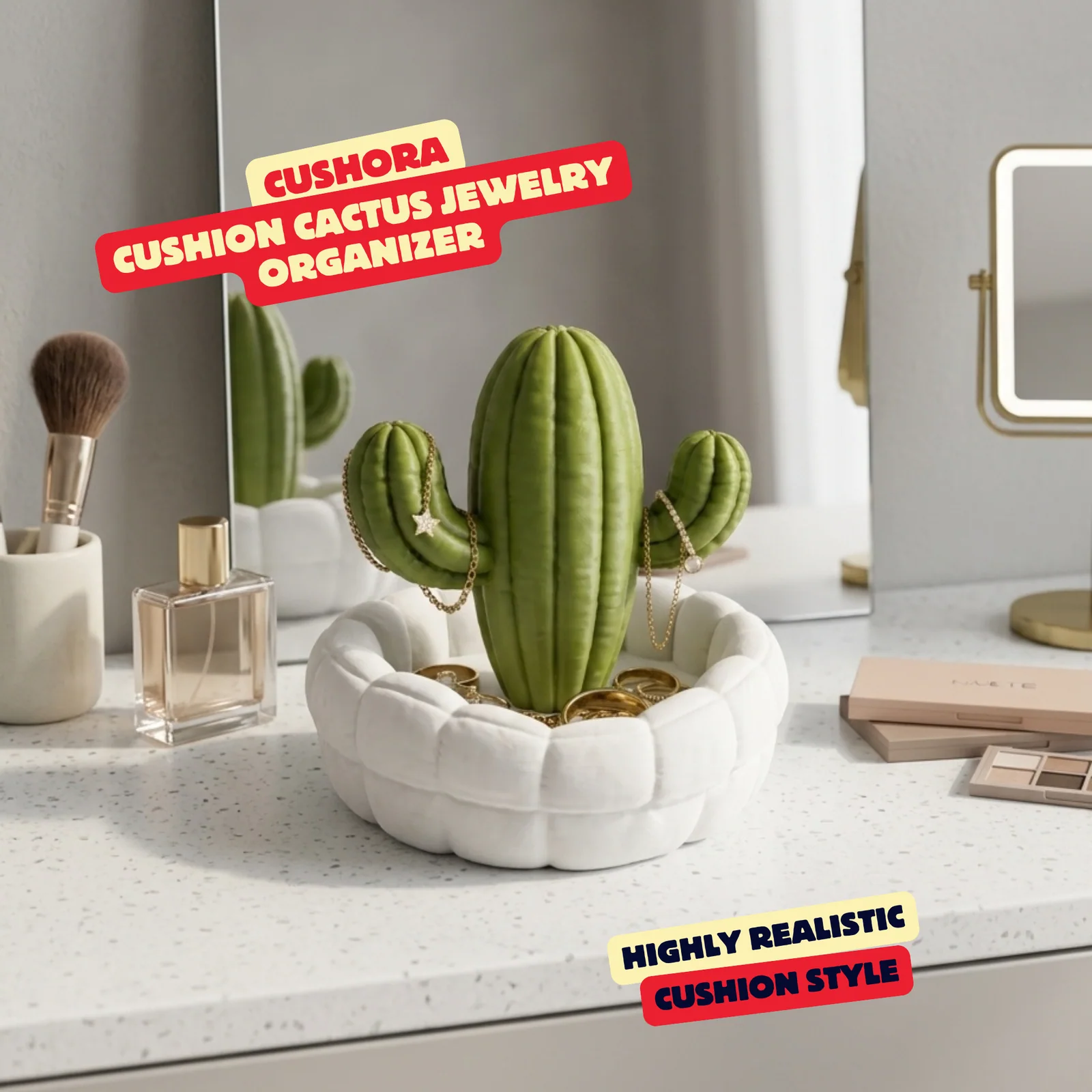 Cushora cactus-sieradenhouder met kussenstructuur - foto 1