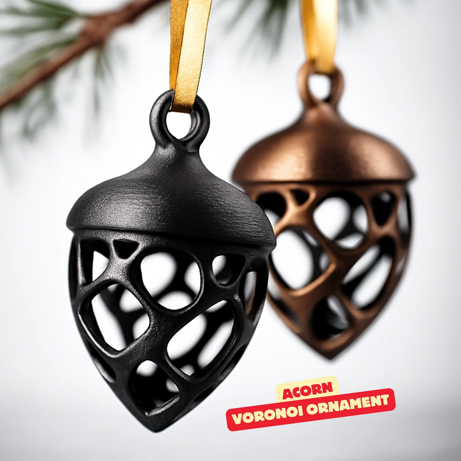 Eikel Voronoi ornament - moderne kerstdecoratie - foto 1
