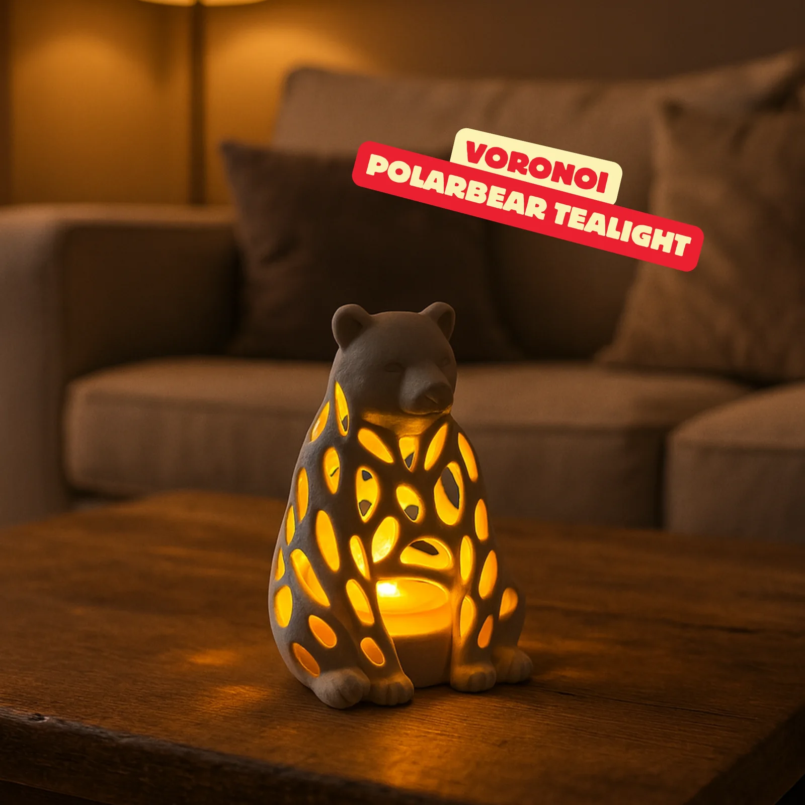 Ijsbeer Voronoi LED theelicht - foto 1
