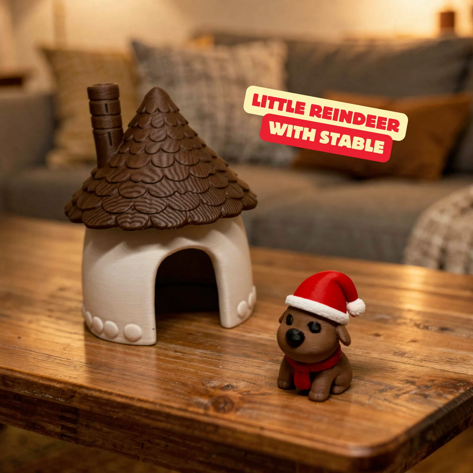Leuk rendier met stal - gezellige kerstgezel - foto 1