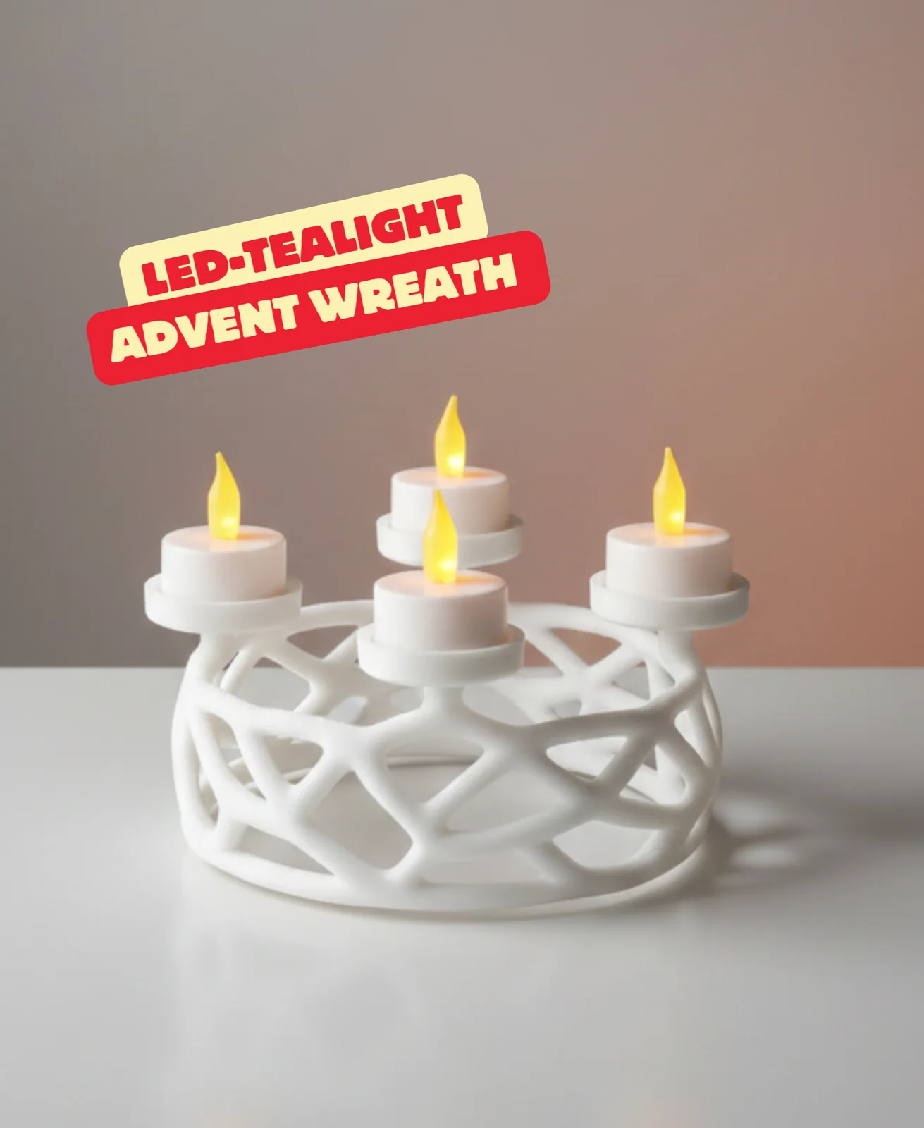 Ronde adventskrans met LED-theelicht - foto 1