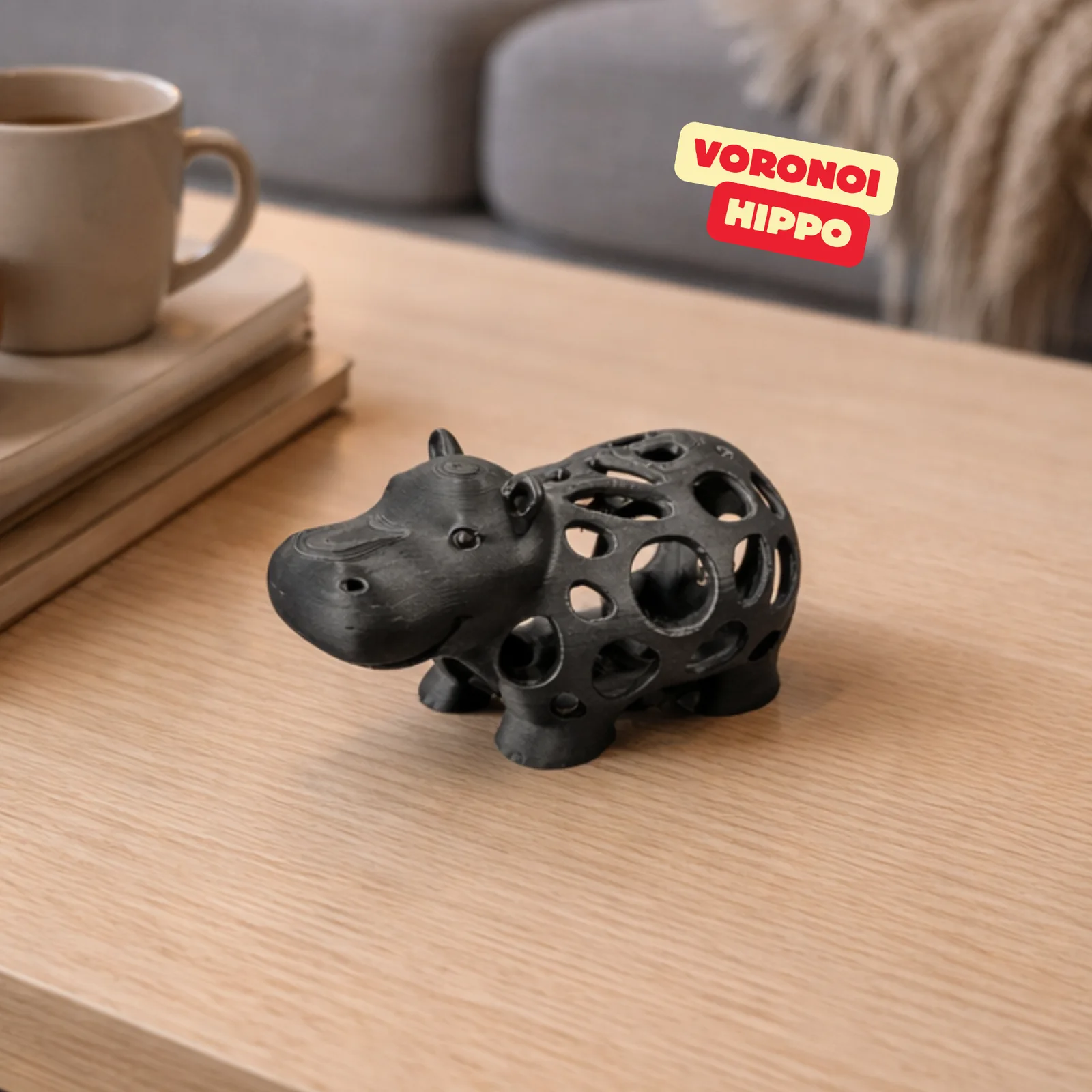 Voronoi nijlpaard sculptuur - foto 1
