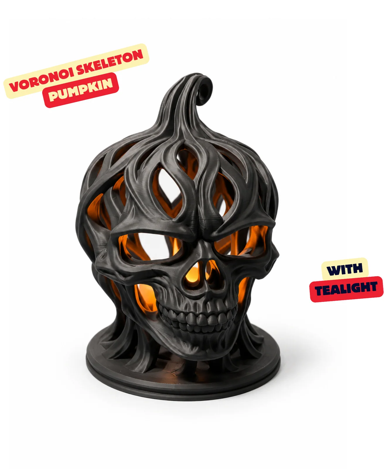 Voronoi-pompoen met skeletkop en theelicht - foto 1